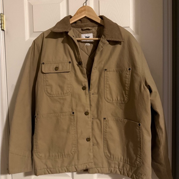 TNA Jackets & Blazers - TNA Olive/Tan Work Jacket with Corduroy Collar